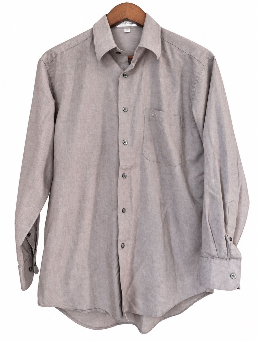 S.T. Dupont Paris Men’s M 15¾ Brown Micro Stripe Dress Shirt Cotton Blend